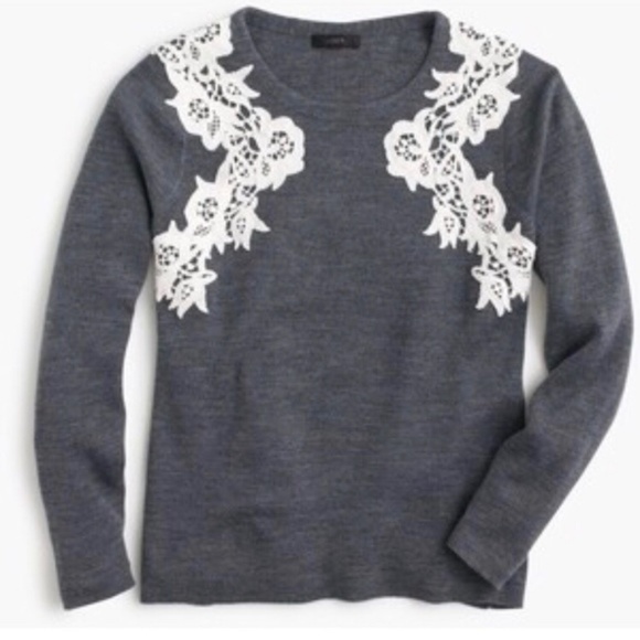 J. Crew Sweaters - J.Crew Women Lace Appliqué sweater Wool Blend